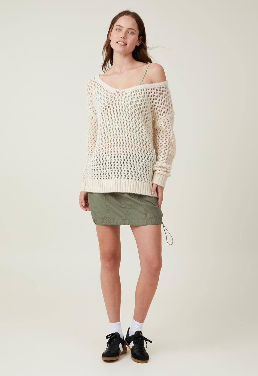 Cotton On - Open knit oversized off shoulder - porcelain