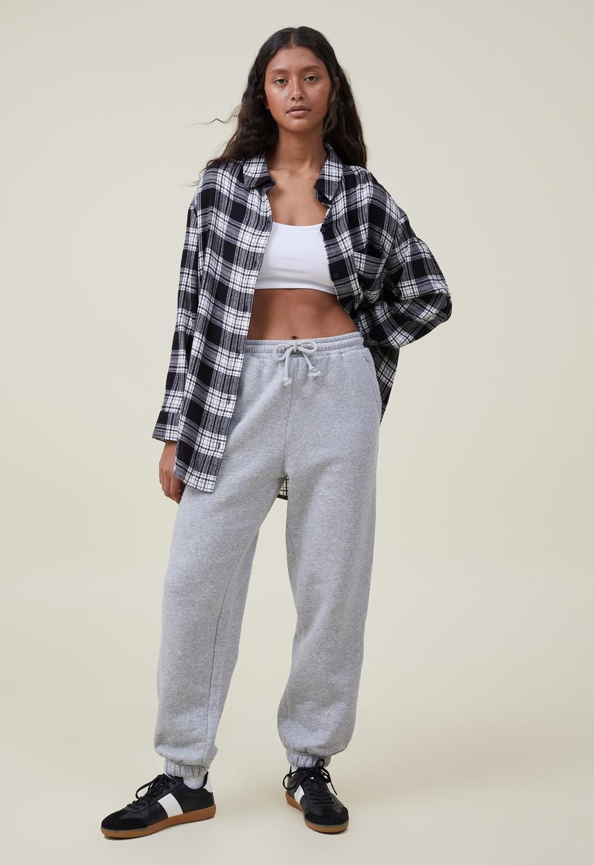 Cotton On - Boyfriend flannel shirt - brittney check black