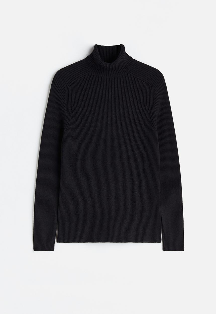 H&M - Polo-neck jumper muscle fit - black