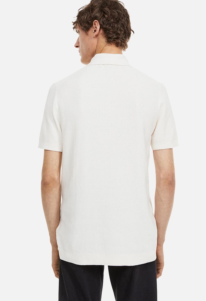 H&M - Slim fit zip-top polo shirt - white