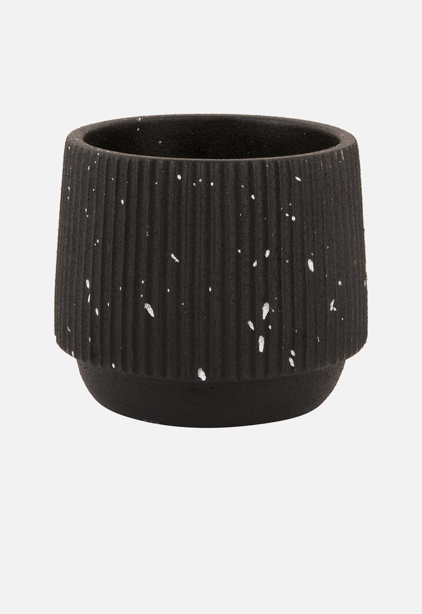 Present Time - Plant pot Speckles Cone cement black