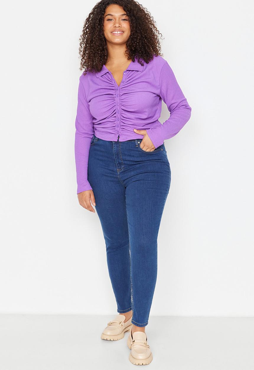 Trendyol - Plus dark wash skinny jeans - blue