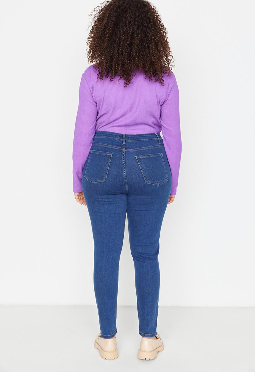 Trendyol - Plus dark wash skinny jeans - blue