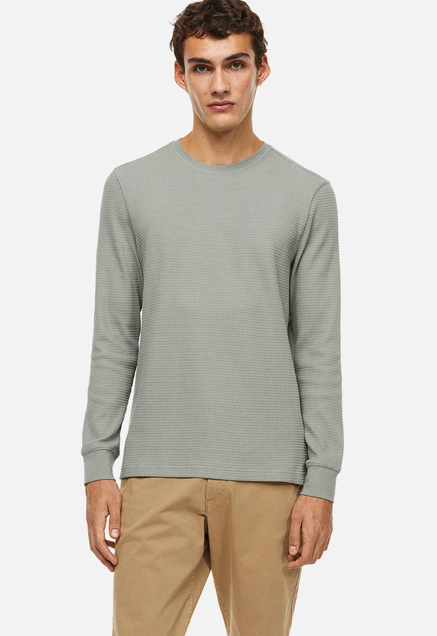 H&M - Jersey top slim fit - light sage green