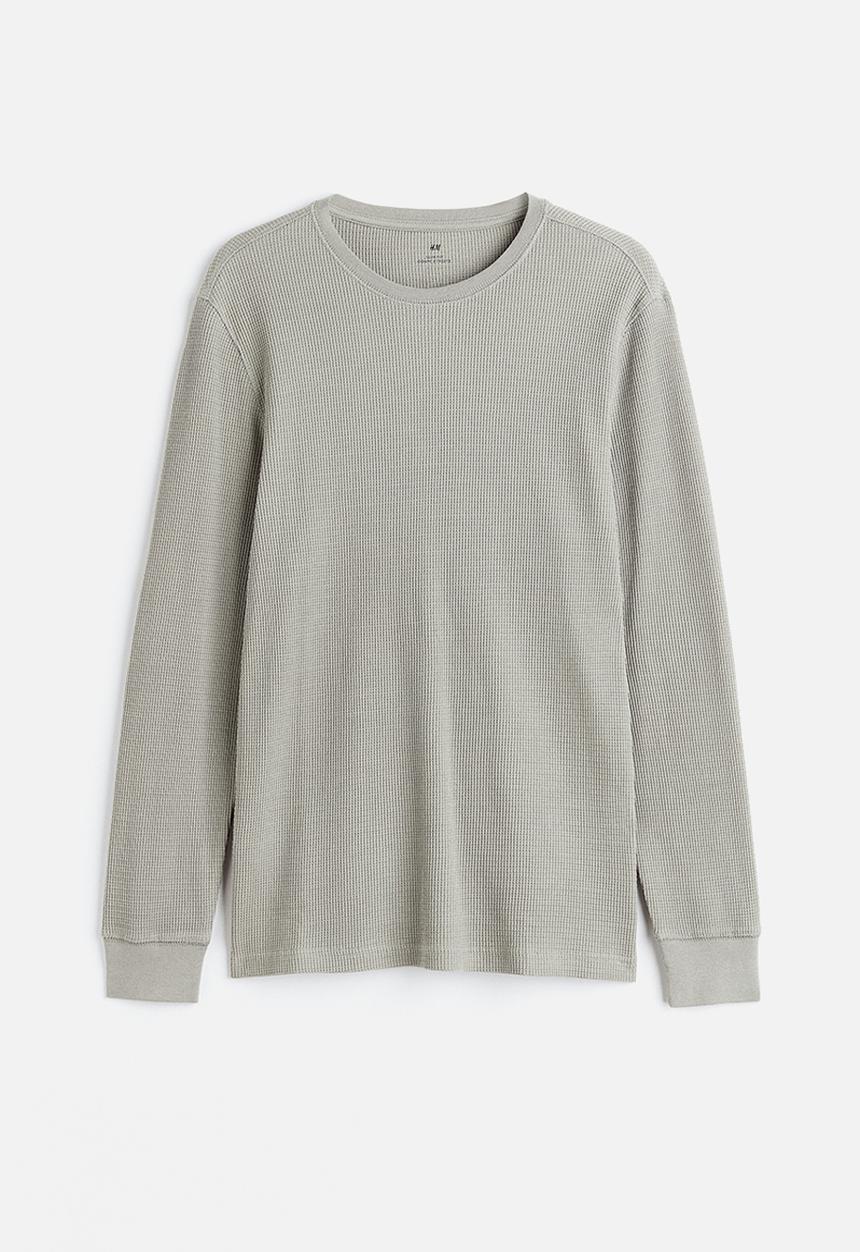 H&M - Jersey top slim fit - light sage green