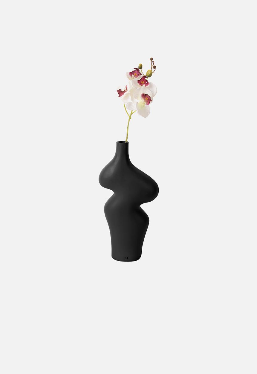 Present Time - Swirls organic vase - black
