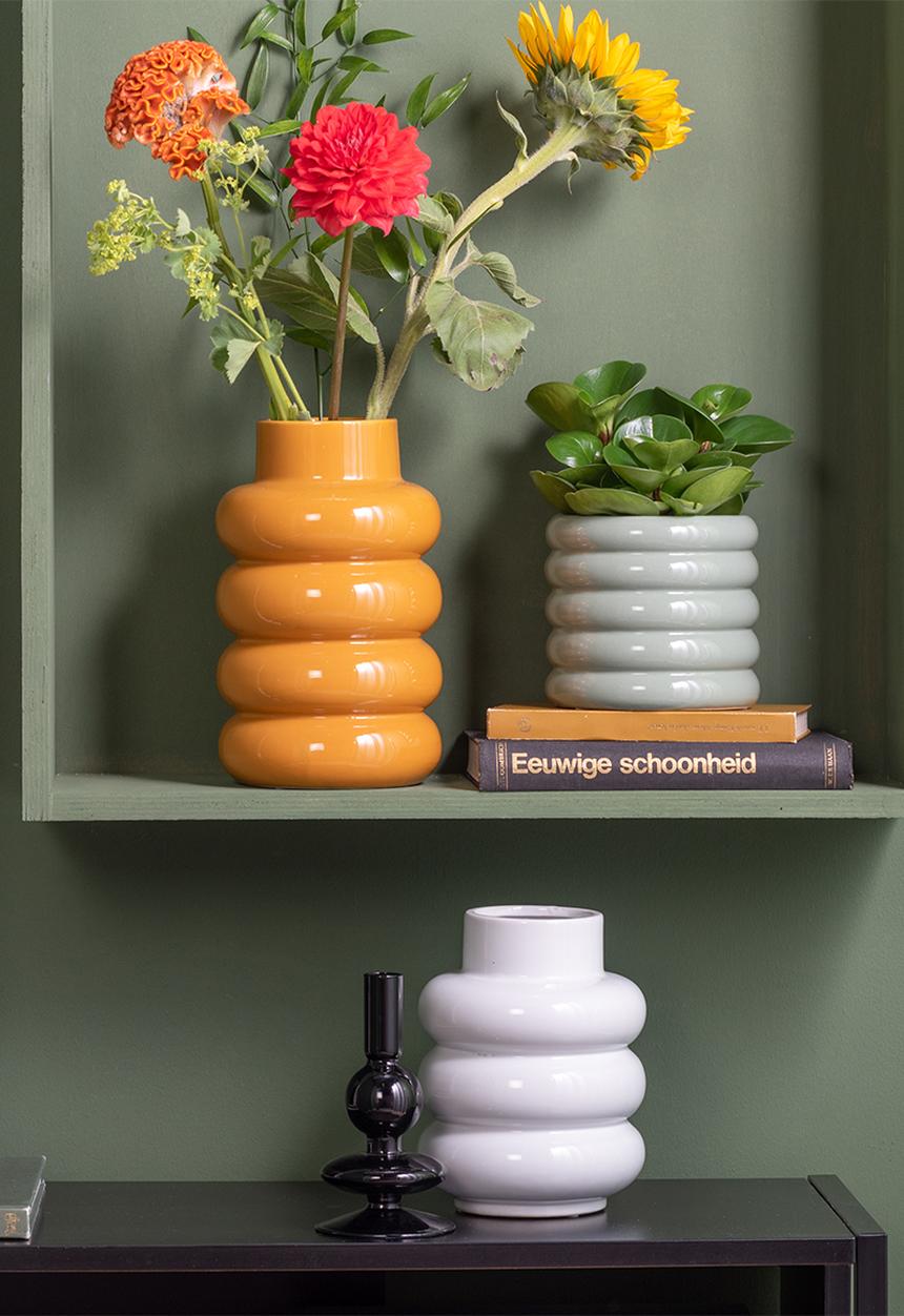 Present Time - Bobbly plant pot medium - grayed jade