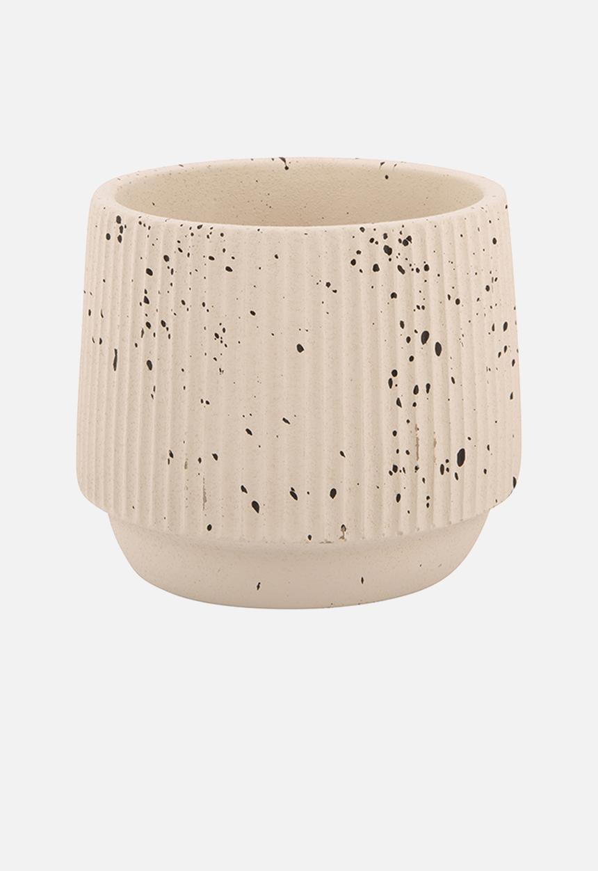 Present Time - Plant pot Speckles Cone cement ivory