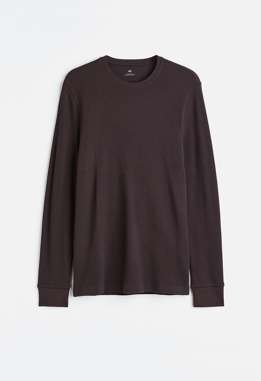 H&M - Jersey top slim fit - dark brown