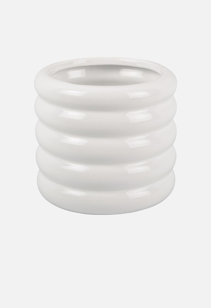 Present Time - Bobbly plant pot medium - white