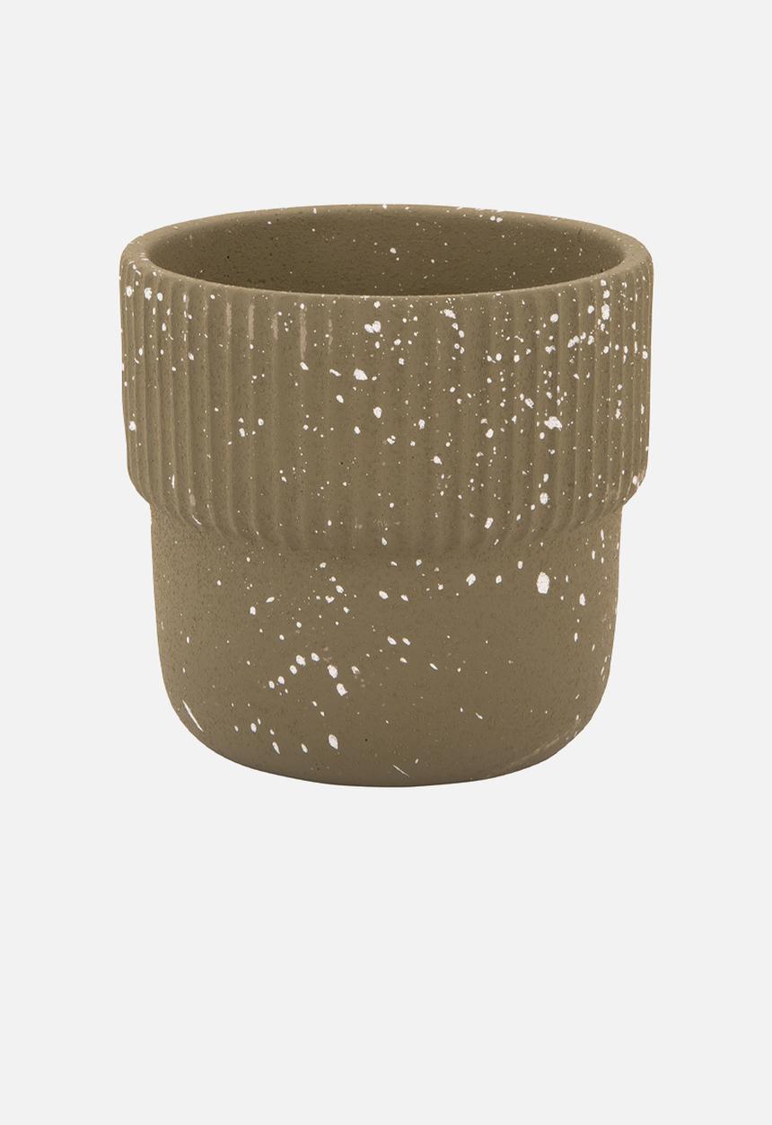 Present Time - Plant pot speckles cap - cement green