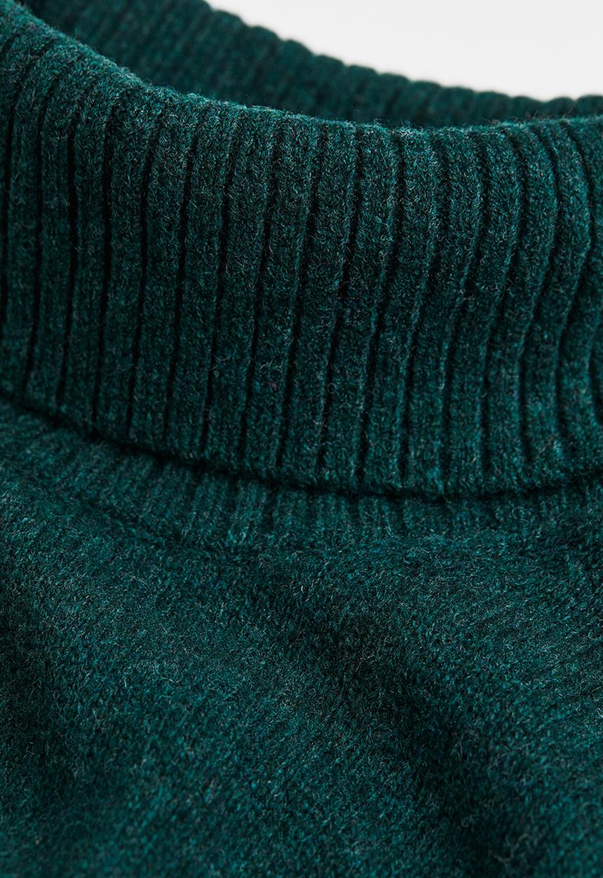 H&M - Relaxed fit wool polo-neck jumper - dark green marl