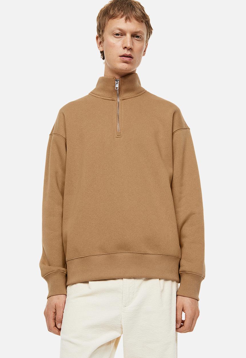 H&M - Relaxed fit zip-top sweatshirt - dark beige