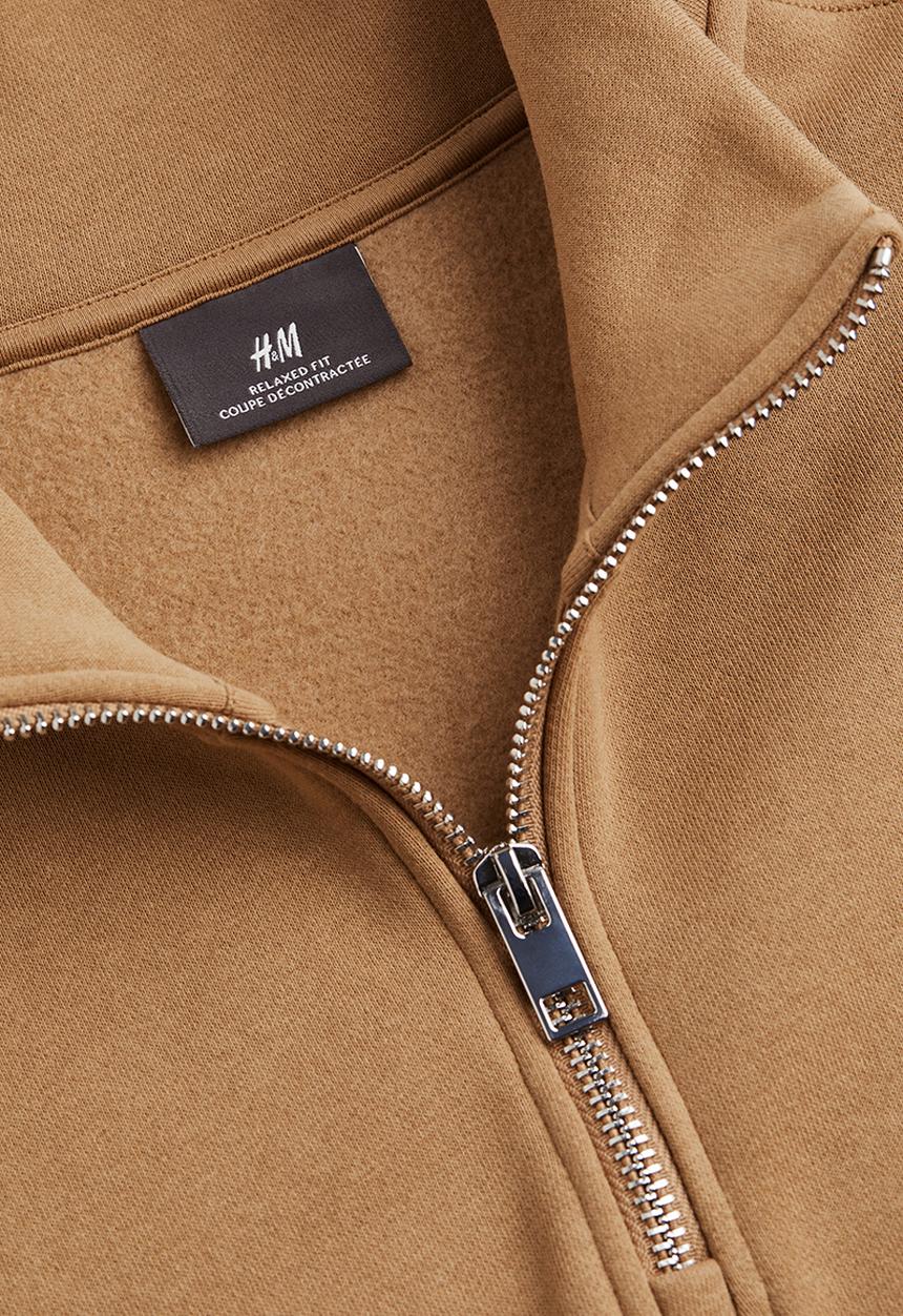 H&M - Relaxed fit zip-top sweatshirt - dark beige