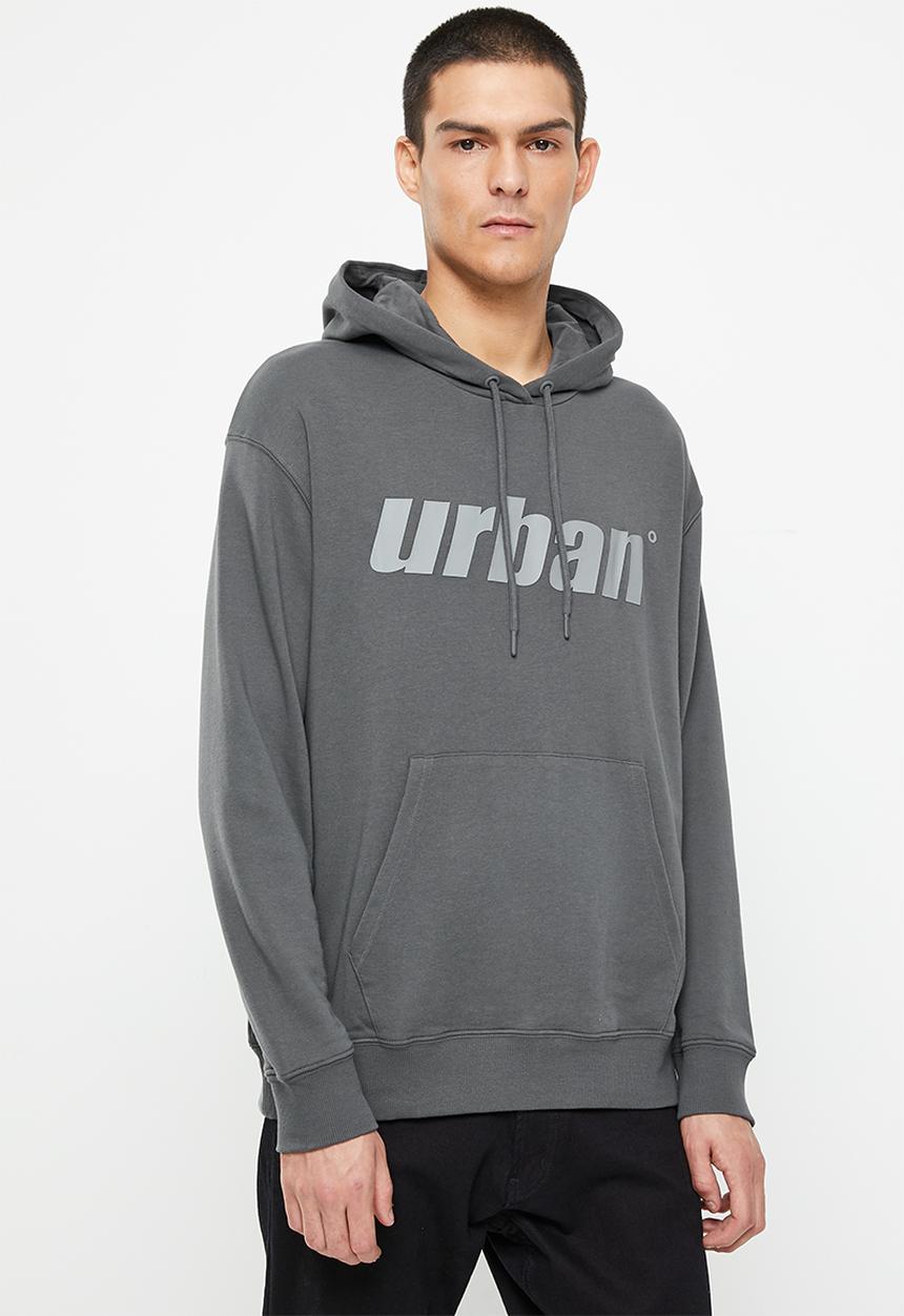 urban° - Mens urban core fleece sweat pull over hoody - dark shadow