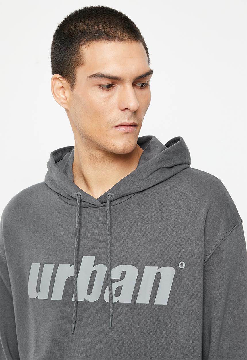 urban° - Mens urban core fleece sweat pull over hoody - dark shadow