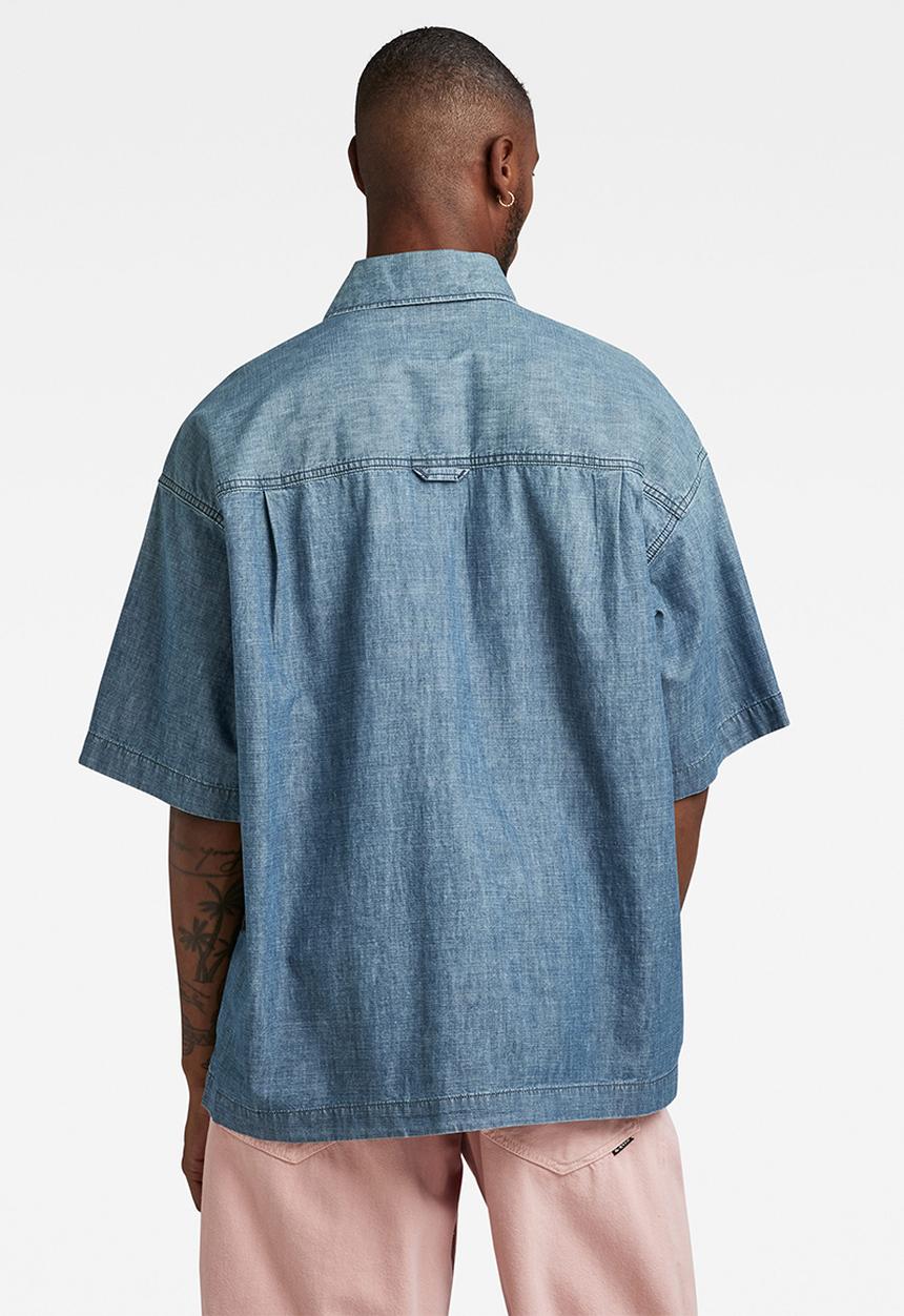 G-STAR - Boxy fit shirt short sleeve lt wt nordic chambray - faded cricket blue