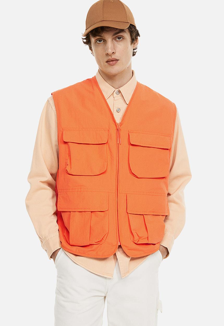 H&M - Relaxed fit nylon cargo gilet - orange