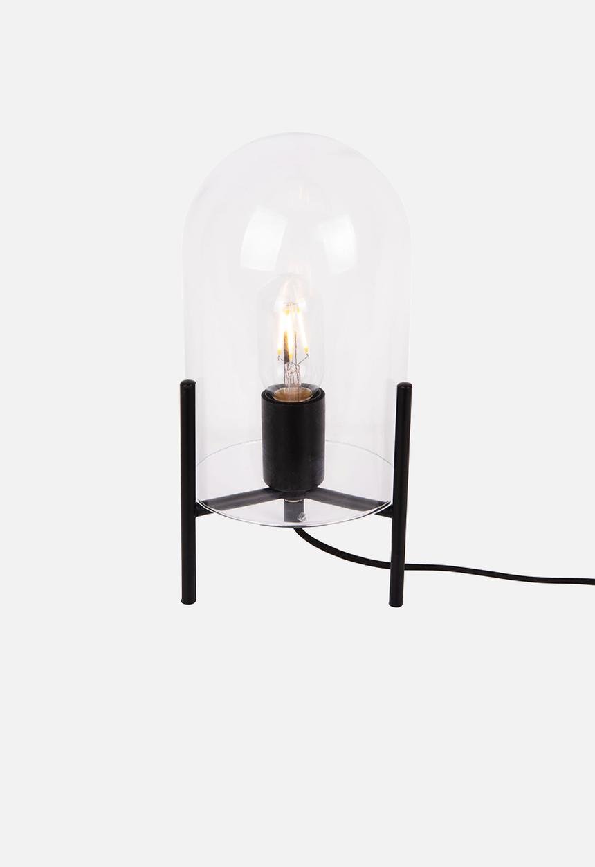 Present Time - Table lamp Glass Bell clear, black frame