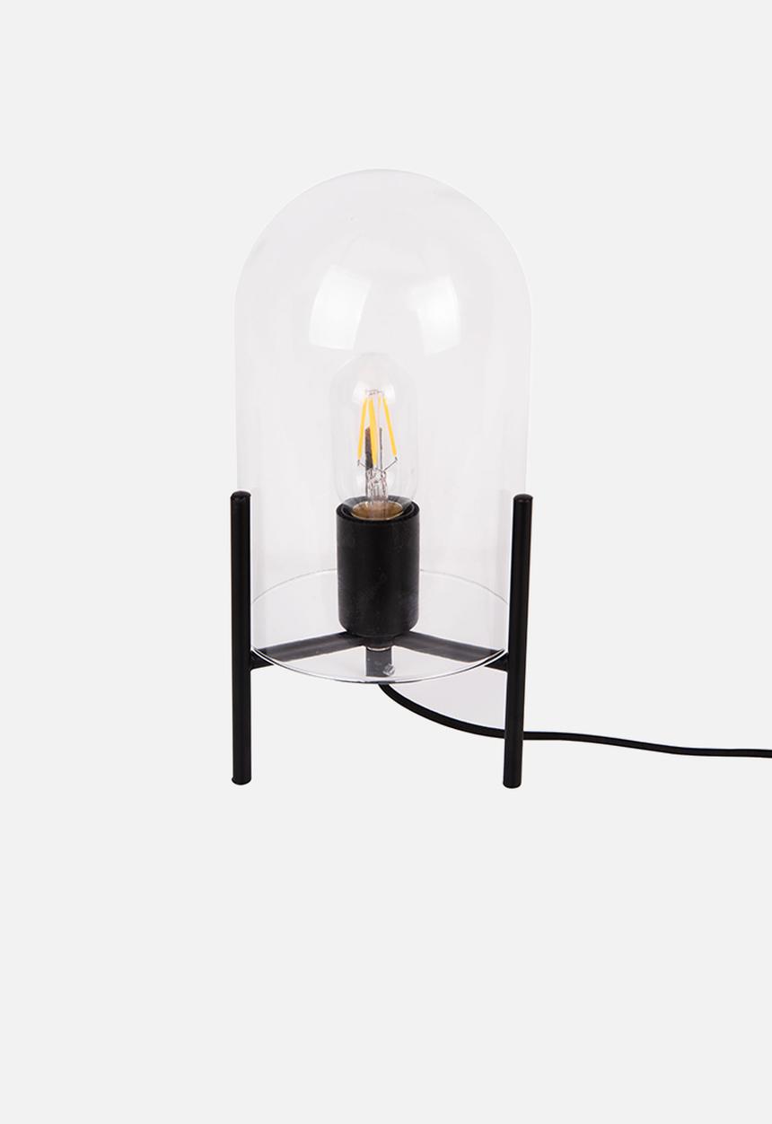 Present Time - Table lamp Glass Bell clear, black frame