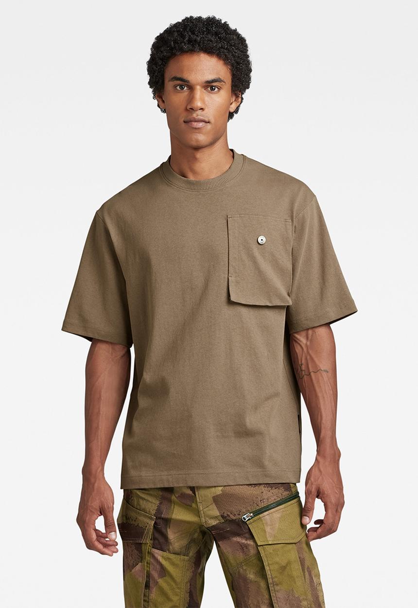 G-STAR - Boxy chest pocket dry jersey o - deep walnut