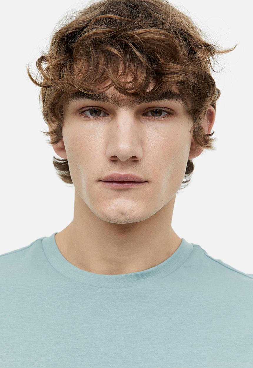 H&M - Regular fit round-neck T-shirt - light dusty turquoise