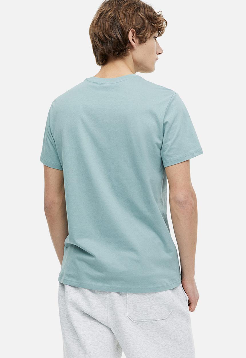 H&M - Regular fit round-neck T-shirt - light dusty turquoise