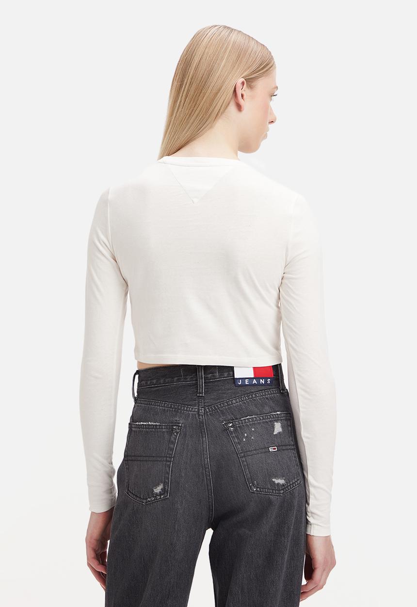 Tommy Hilfiger - TJW baby crop essential logo long sleeve - ancient white