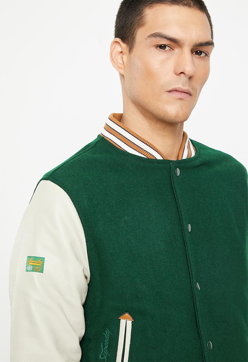 Superdry. - Vintage college varsity bomber - emerald green