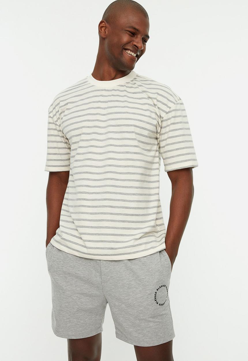 Trendyol - Stripe T-shirt - ecru