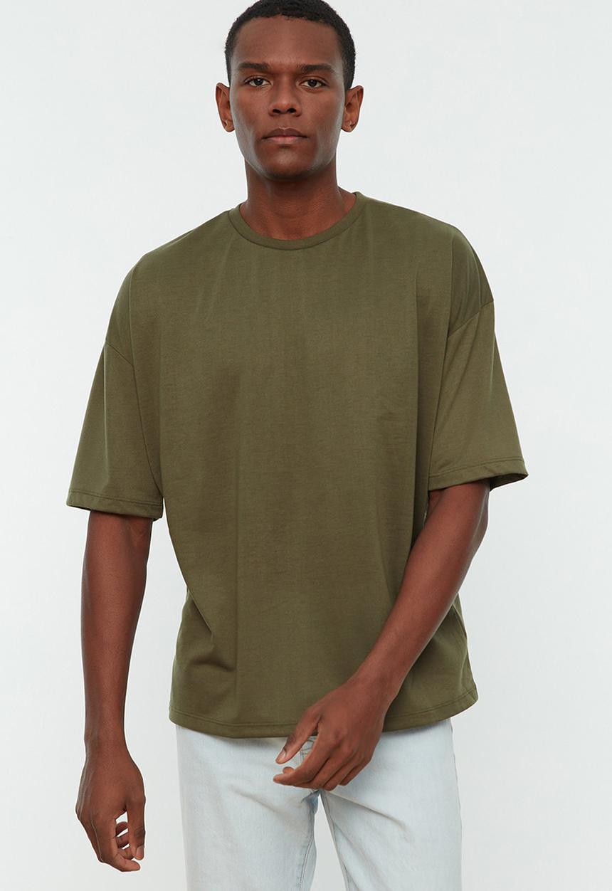 Trendyol - Relaxed oversized T-shirt - khaki
