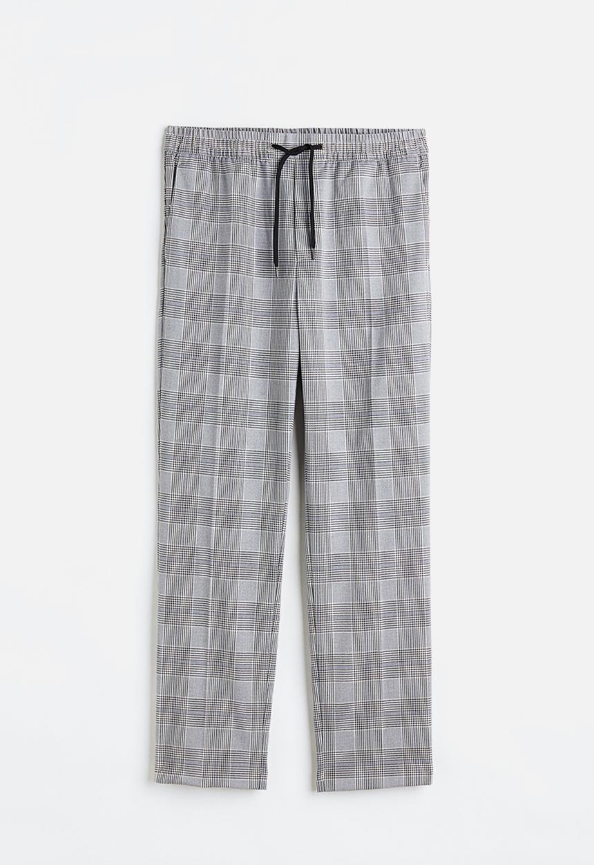 H&M - Regular fit joggers - light grey/checked