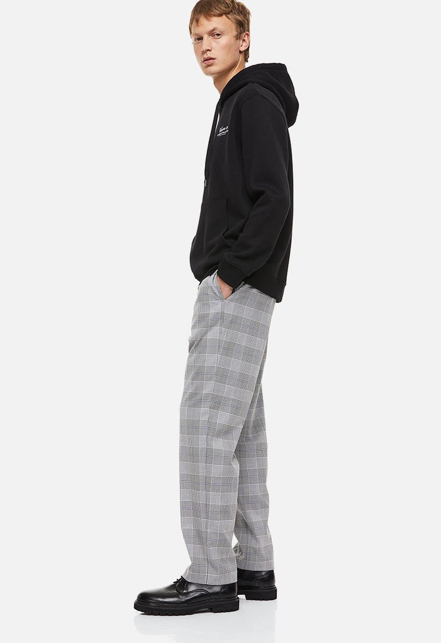 H&M - Regular fit joggers - light grey/checked