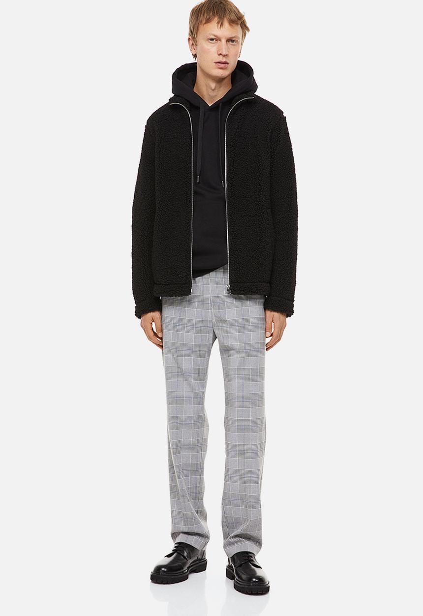 H&M - Regular fit joggers - light grey/checked