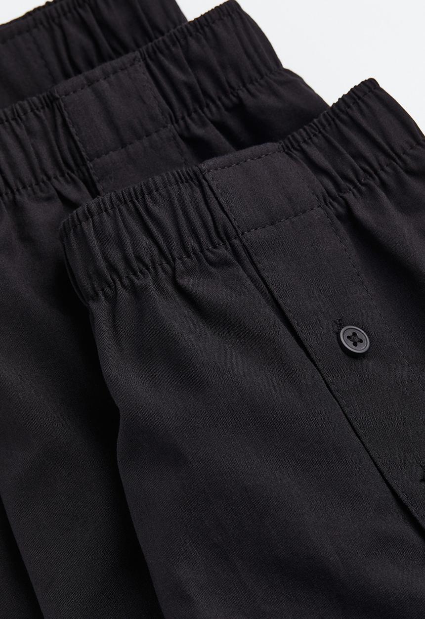 H&M - 3-Pack woven cotton boxer shorts - black