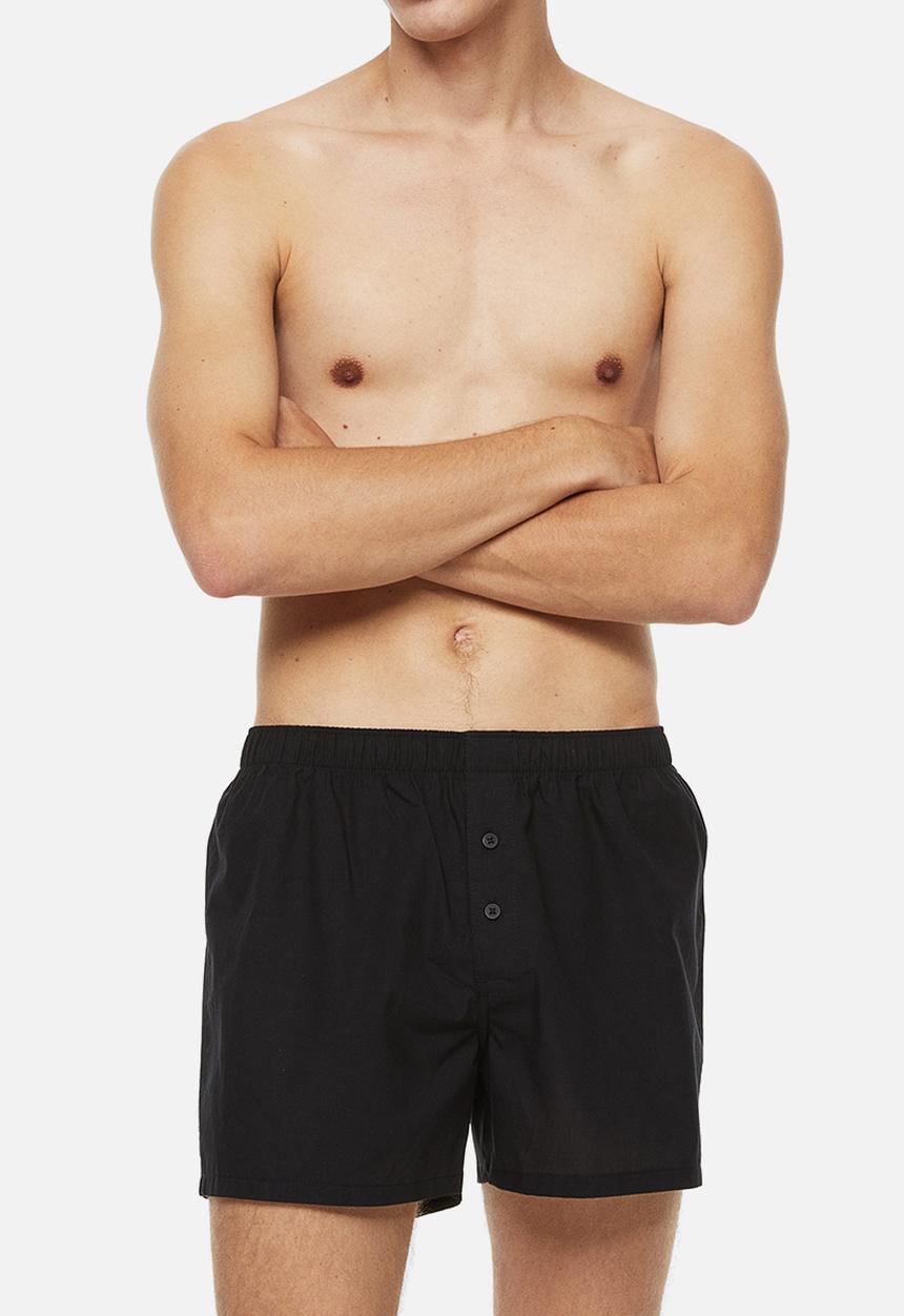 H&M - 3-Pack woven cotton boxer shorts - black