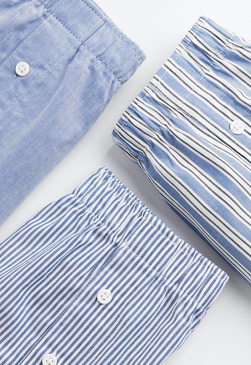 H&M - 5-Pack woven cotton boxer shorts - blue/striped