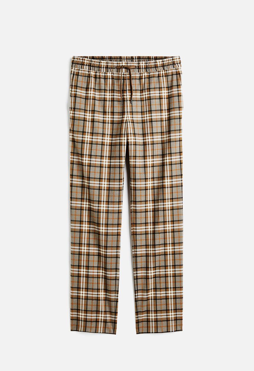 H&M - Regular fit joggers - light brown/checked