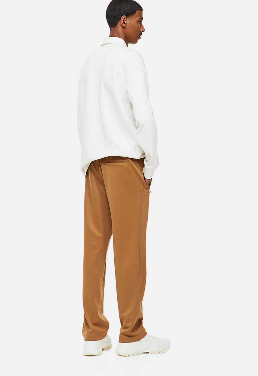 H&M - Regular fit dressy joggers - dark beige/w