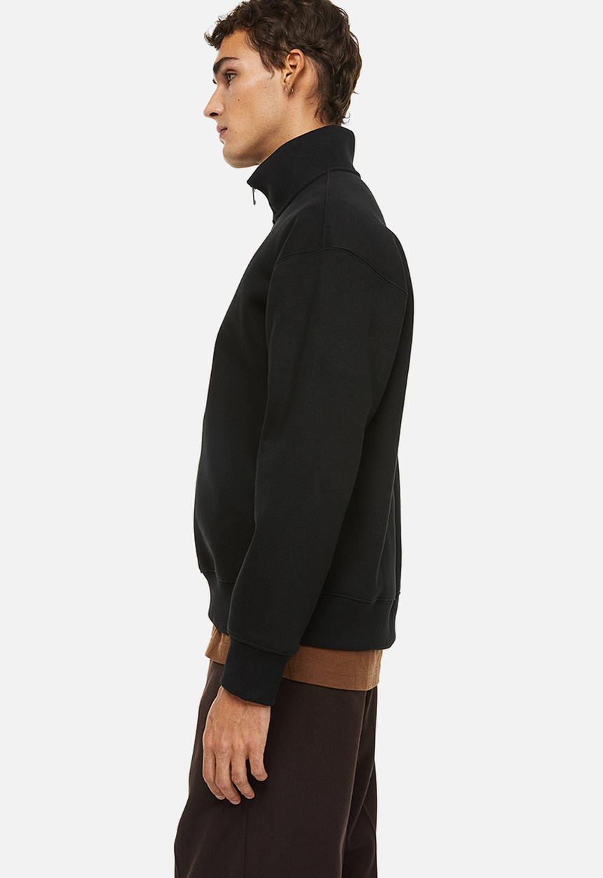 H&M - Relaxed fit zip-top sweatshirt - black