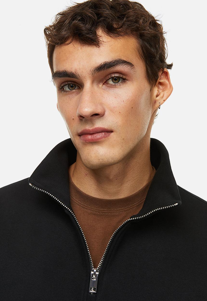 H&M - Relaxed fit zip-top sweatshirt - black