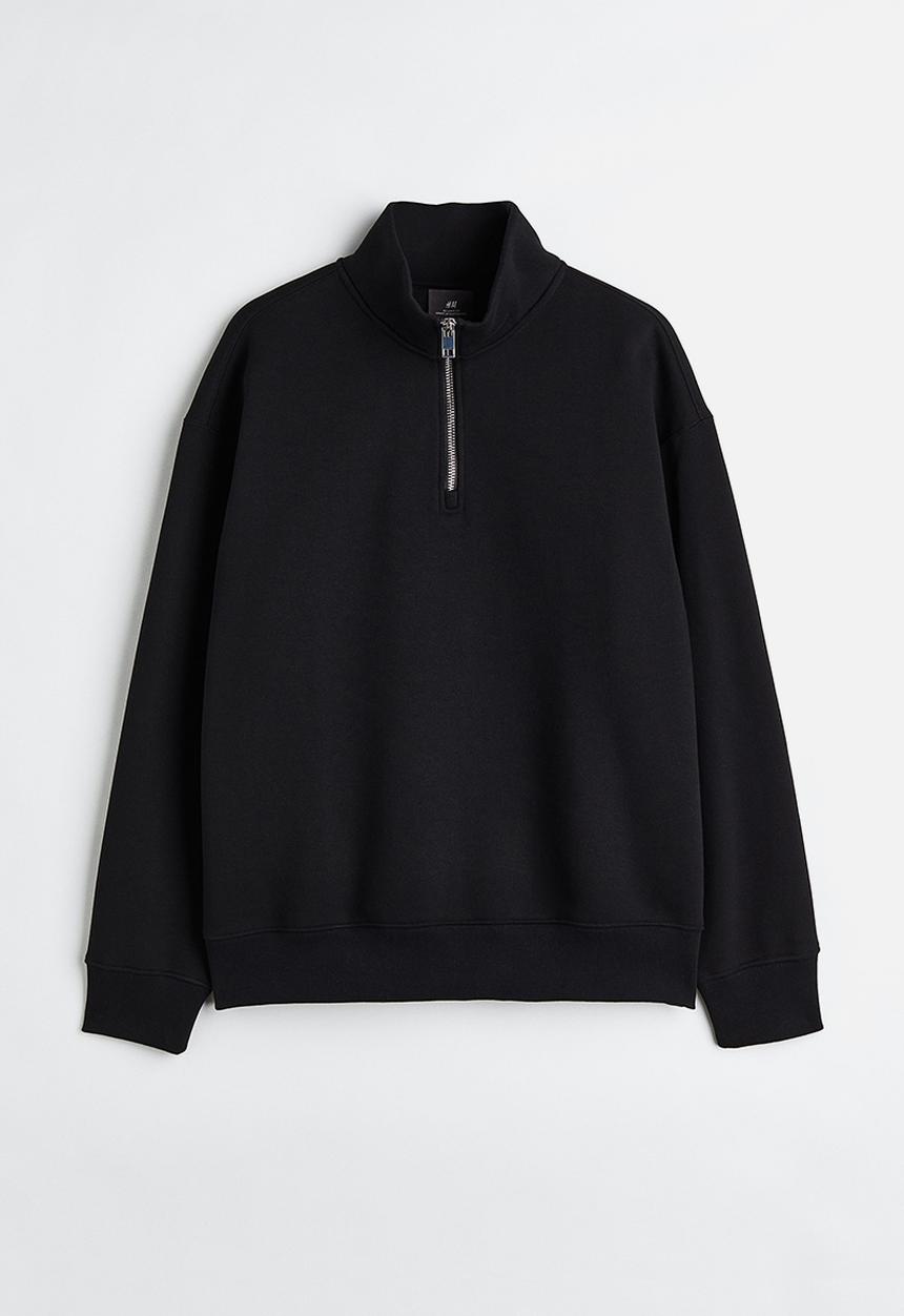 H&M - Relaxed fit zip-top sweatshirt - black