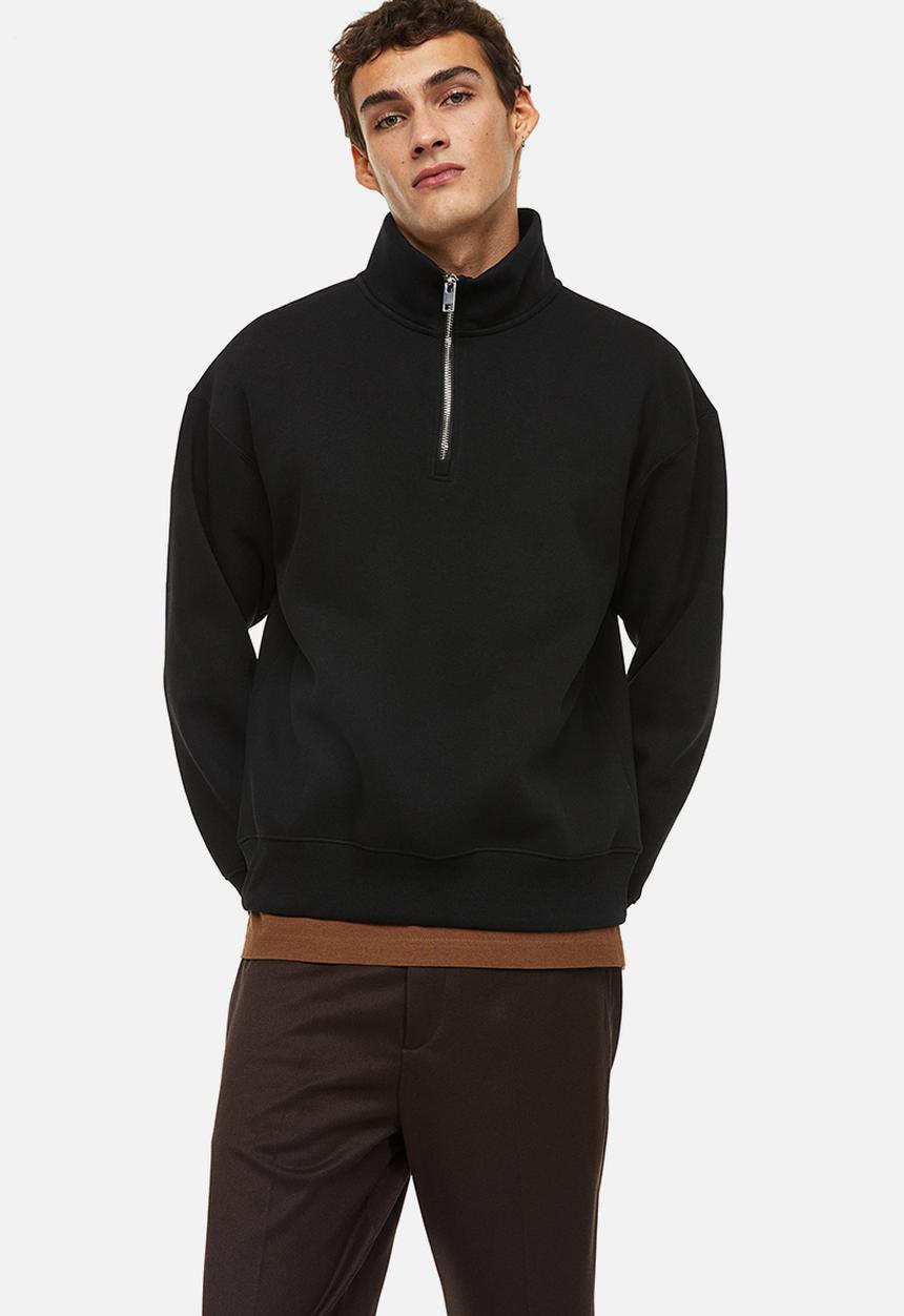 H&M - Relaxed fit zip-top sweatshirt - black