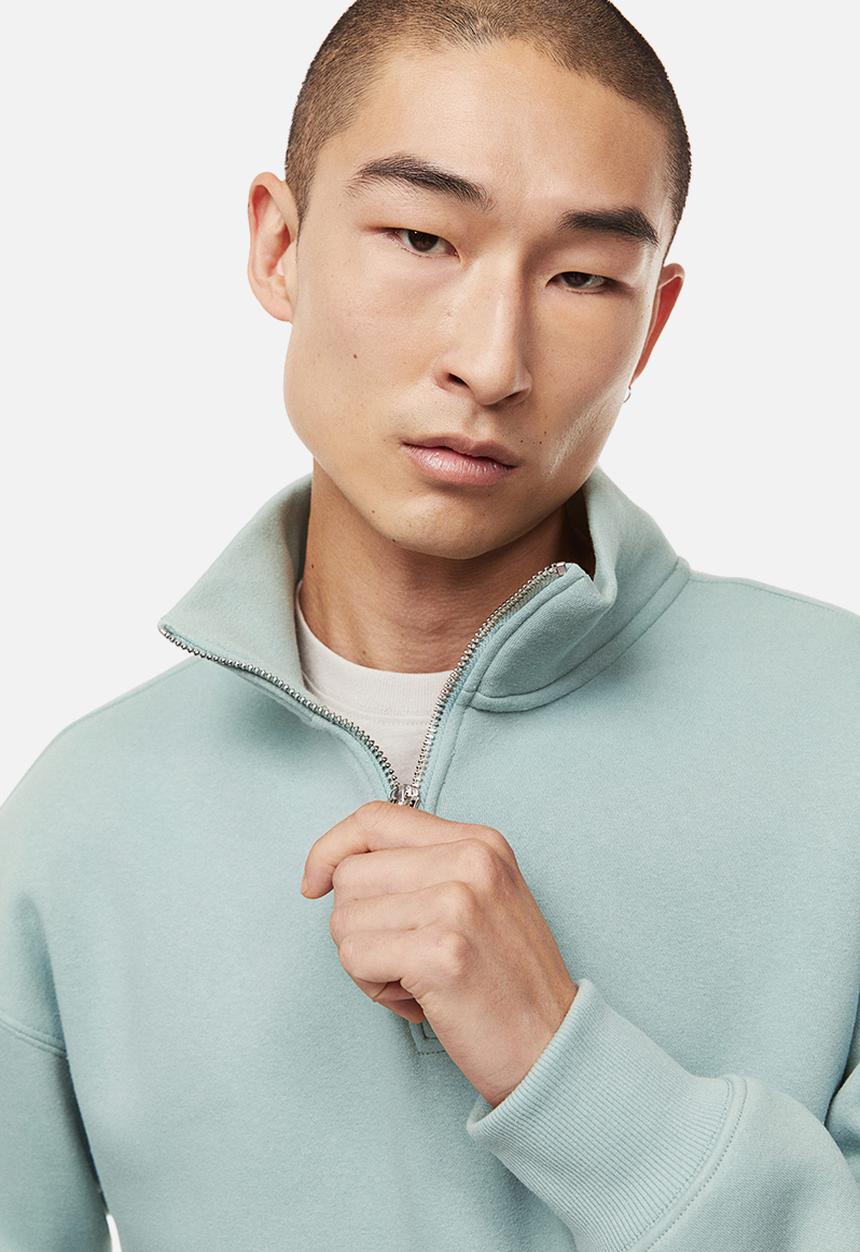 H&M - Relaxed fit zip-top sweatshirt - turquoise