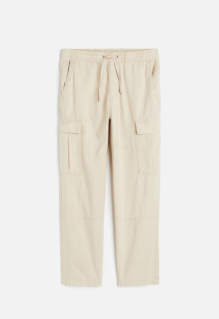 H&M - Regular fit linen-blend cargo trousers - beige
