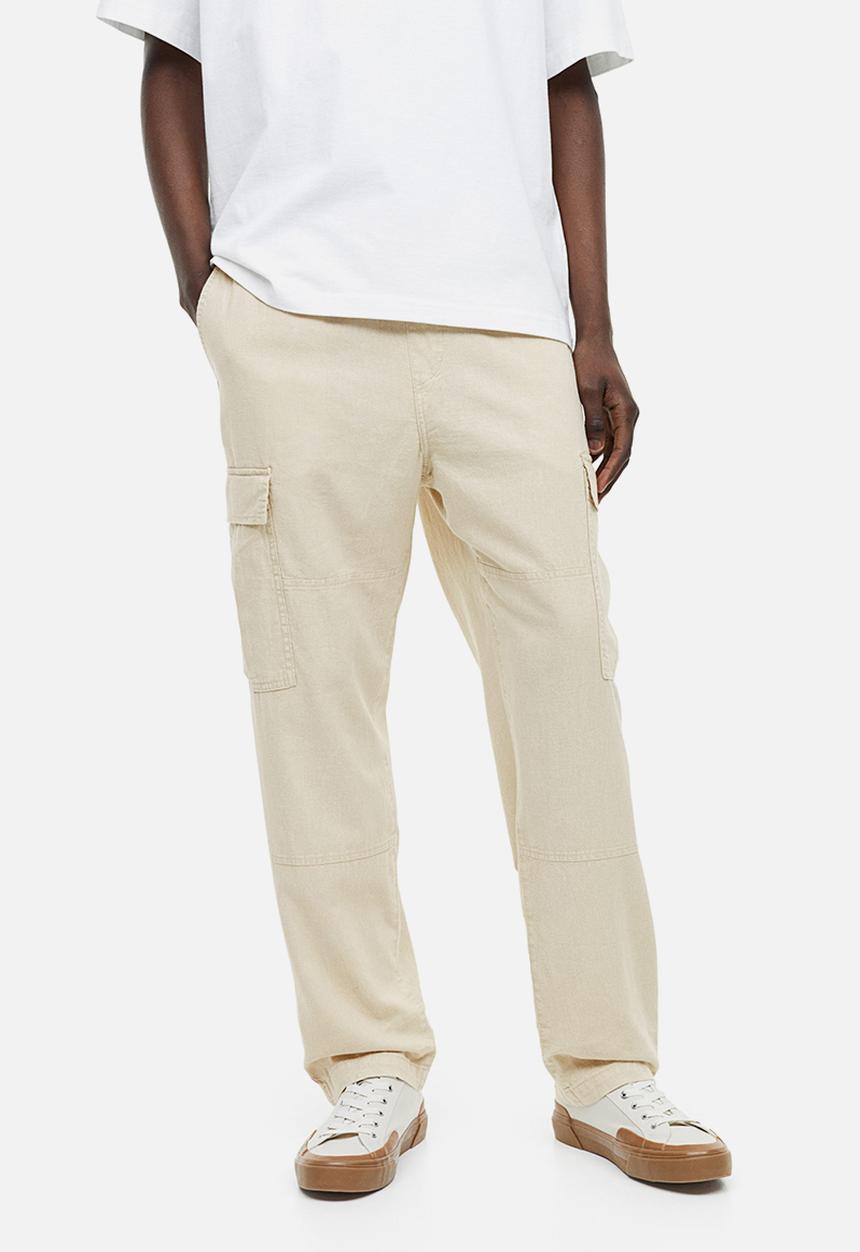 H&M - Regular fit linen-blend cargo trousers - beige