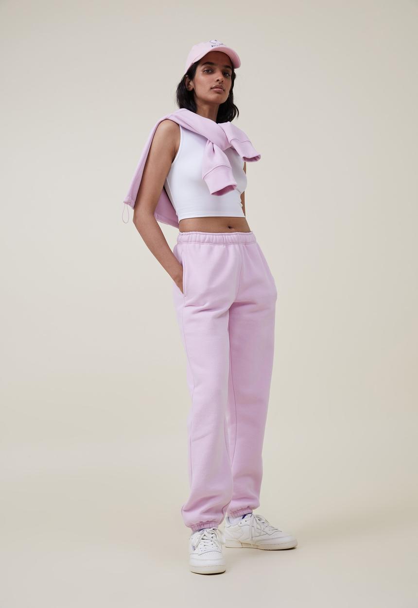Cotton On - Plush gym track pant - pink lavender 