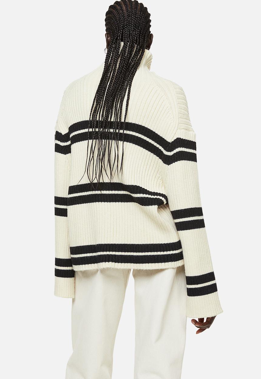 H&M - Oversized turtleneck jumper - cream/striped
