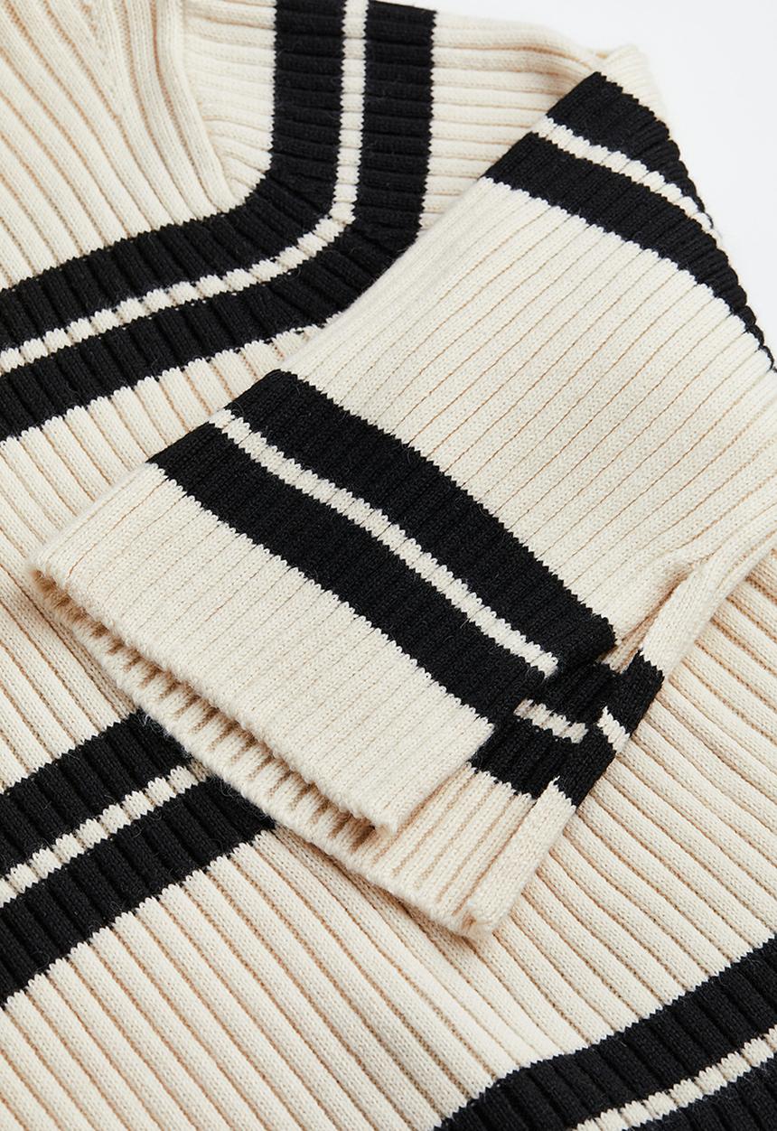 H&M - Oversized turtleneck jumper - cream/striped
