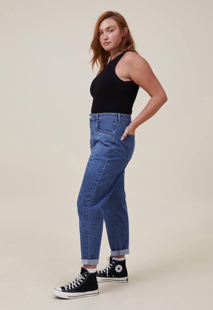 Cotton On - Plus stretch mom jean - misty blue